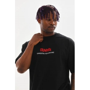 Erkek Baskılı T-Shirt Kısa Kol Bisiklet Yaka Rahat Kalıp Tişört  - Siyah