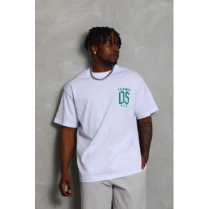Erkek Baskılı T-Shirt Kısa Kol Bisiklet Yaka Regular Fit Tişört - Beyaz