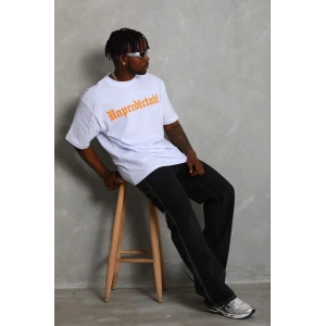 Erkek Baskılı T-Shirt Kısa Kol Bisiklet Yaka Regular Fit Tişört - Beyaz