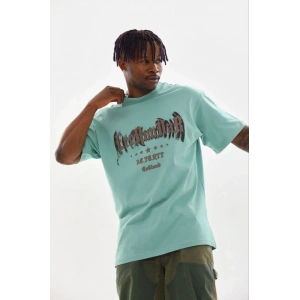 Erkek Baskılı T-Shirt Kısa Kol Bisiklet Yaka Regular Fit Tişört - Mint Yeşili