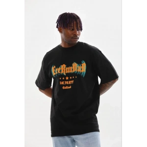Erkek Baskılı T-Shirt Kısa Kol Bisiklet Yaka Regular Fit Tişört - Siyah