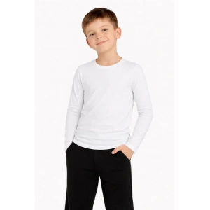 Erkek Çocuk Basic Uzun Kollu Tişört Okul Günlük Rahat T-Shirt - Beyaz
