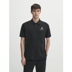 Erkek Pike Polo Yaka Tişört Düğmeli Baskılı T-Shirt - Beyaz