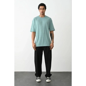 Erkek Tişört Düz Basic Penye Yazlık Bisiklet Yaka Kısa Kol T-Shirt - Mint Yeşili