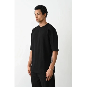 Erkek Tişört Düz Basic Penye Yazlık Bisiklet Yaka Kısa Kol T-Shirt - Siyah