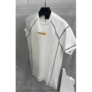Erkek Tişört Karoyaka Dikişli Oversize T-Shirt - Beyaz
