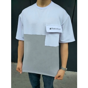ERKEK Tişört Torba Cepli Parçalı Kısa Kol T-Shirt - Gri