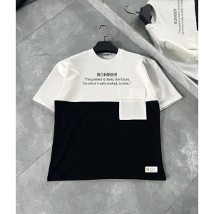 ERKEK Tişört Torba Cepli Parçalı Kısa Kol T-Shirt - iyah