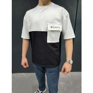 ERKEK Tişört Torba Cepli Parçalı Kısa Kol T-Shirt - Siyah
