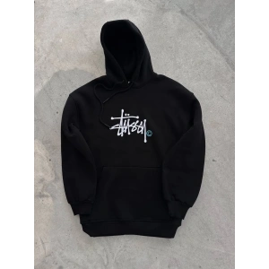 Erkek Üç İplik Kapşonlu Baskılı SweatShirt - Siyah