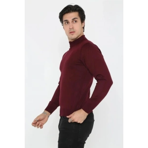 Erkek Yarım Balıkçı Yaka Triko Kazak - Bordo