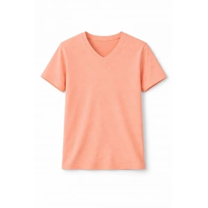 Genç Kız Çocuk V Yaka Tişört Model - Toz Pembe