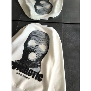 Kadın 3 iplik Kışlık Bisiklet Yaka Baskılı SweatShirt - Beyaz