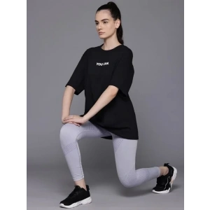 Kadın Baskılı T-Shirt Kısa Kol Bisiklet Yaka Oversize Rahat Kalıp Tişört - Siyah