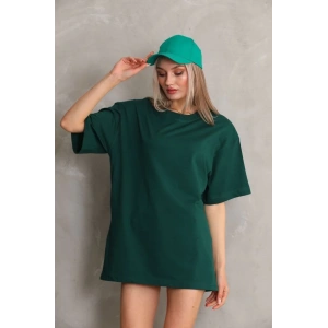 Kadın Düz  Kısa kol Penye T-shirt- Yeşil