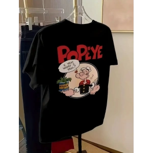 Kadın Ön ve Arka Baskılı T-Shirt Kısa Kol Bisiklet Yaka Regular Fit Tişört - Siyah