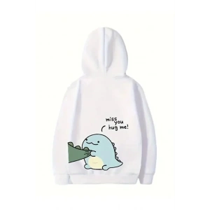 Sevgililer Günü Baskılı Oversize Kapüşonlu Sweatshirt Hoodie - Beyaz