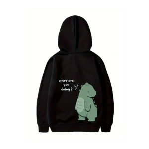 Sevgililer Günü Baskılı Oversize Kapüşonlu Sweatshirt Hoodie - Siyah
