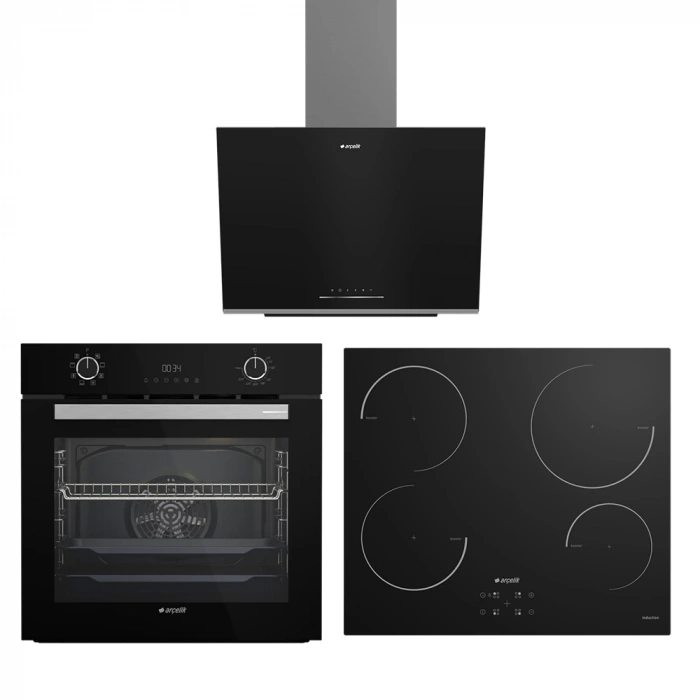 Arçelik Yeni İndüksıyonlu Siyah Cam Ankastre Set