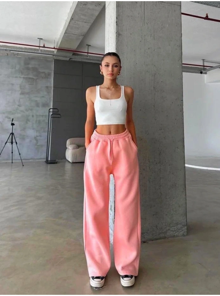 3 iplik şardonlu oversize eşofman somon