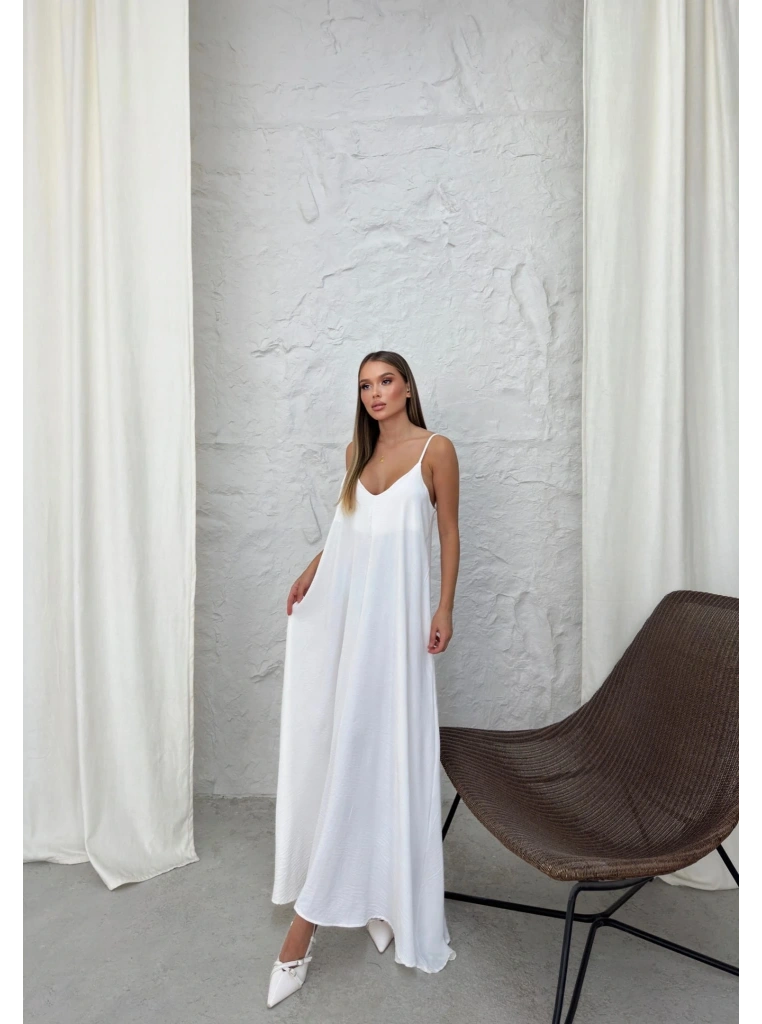 Aerobin uzun elbise beyaz pt