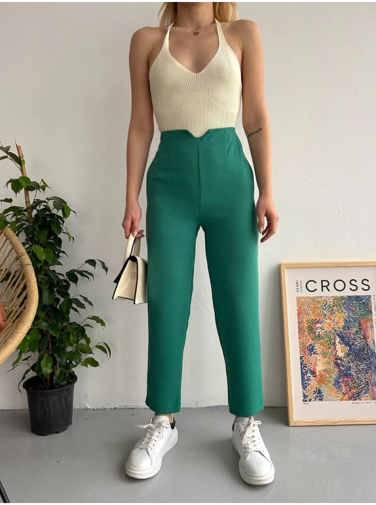 Atlas fletolu pantolon petrol yeşili