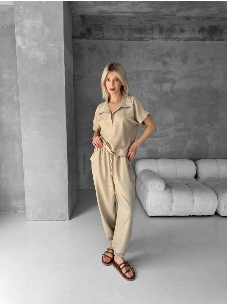 Bluz şalvar takım bej s255841