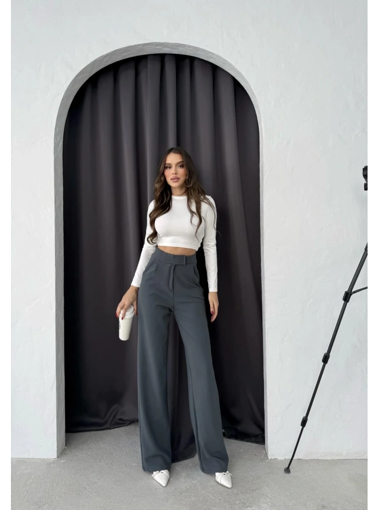 Cırtlı pantolon krep füme pt