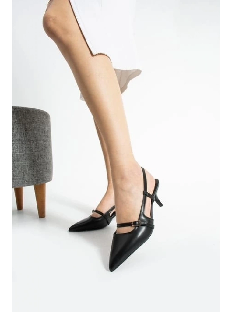 Darina Siyah Cilt Topuklu Ayakkabı