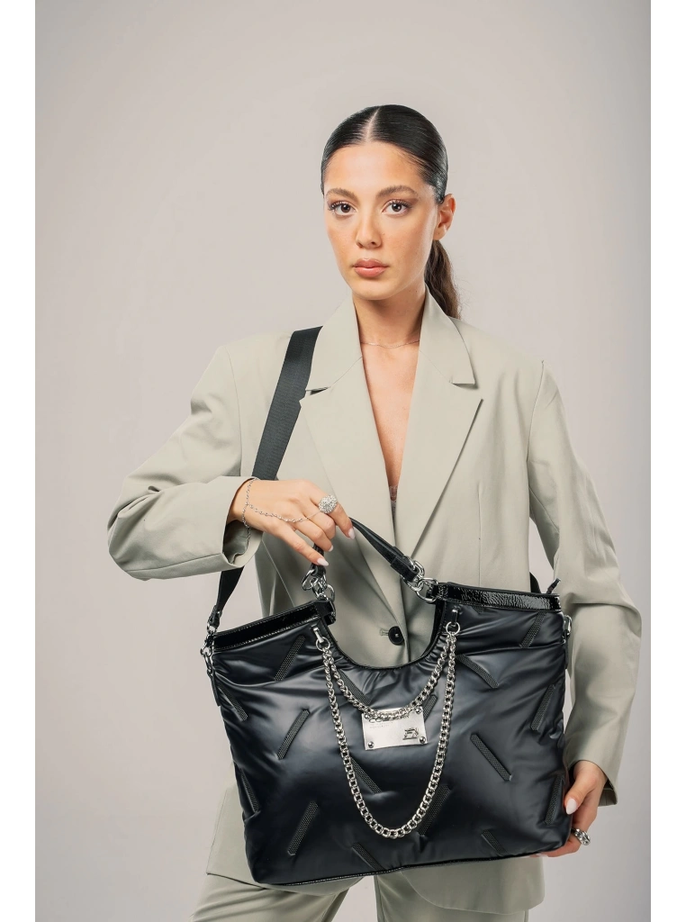 Enya Siyah Cilt Omuz Çantası