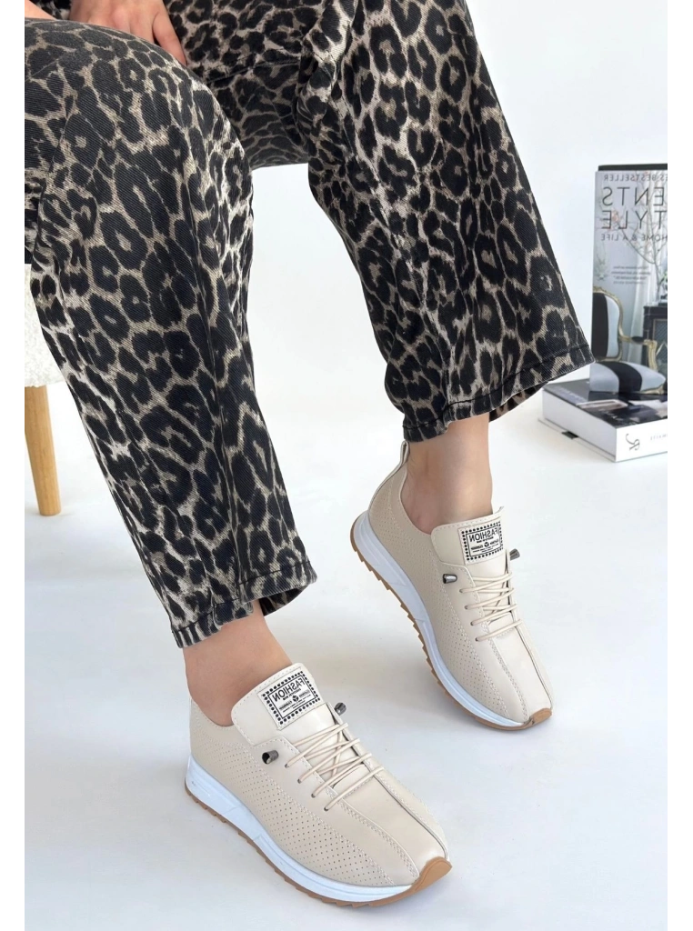 Fiert Bej Cilt Bağcıklı Spor Ayakkabı