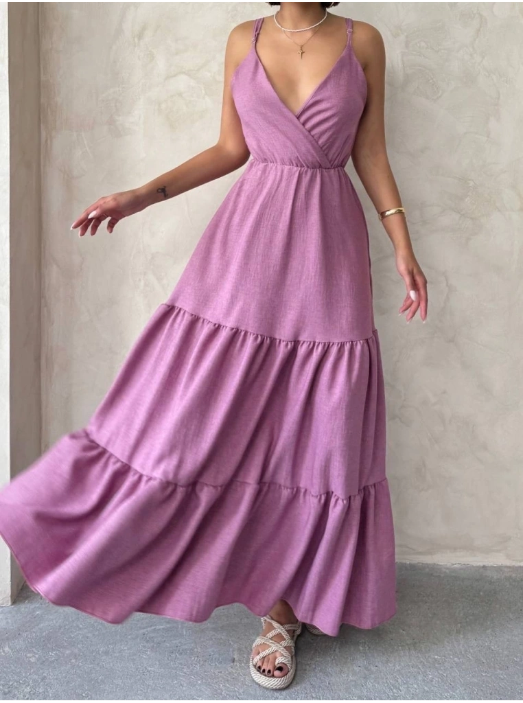 Fırfırlı katlı elbise s255049