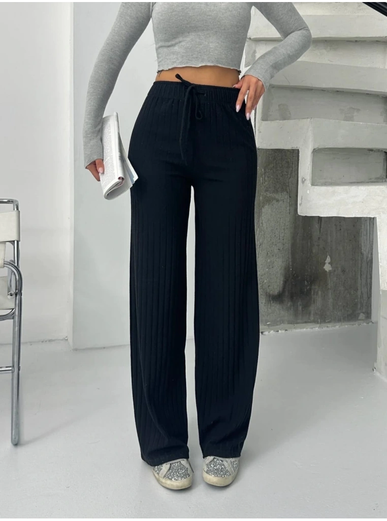 Fitilli şardonlu pantolon siyah a4058