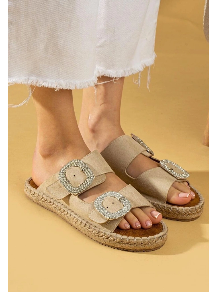 Hertas Bej Nubuk Tokalı Terlik