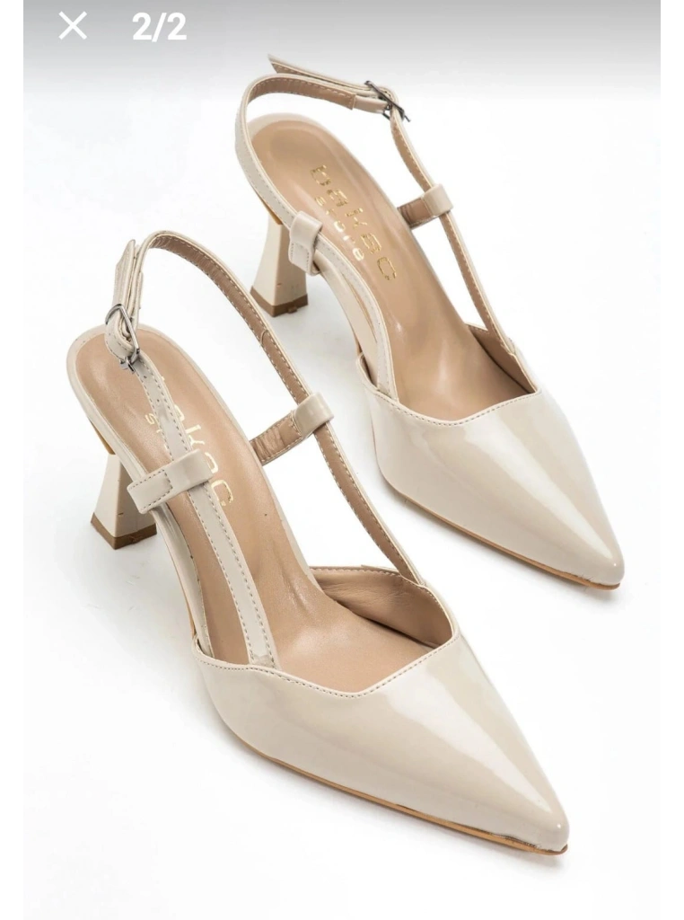 Hoost Bej Rugan Topuklu Ayakkabı