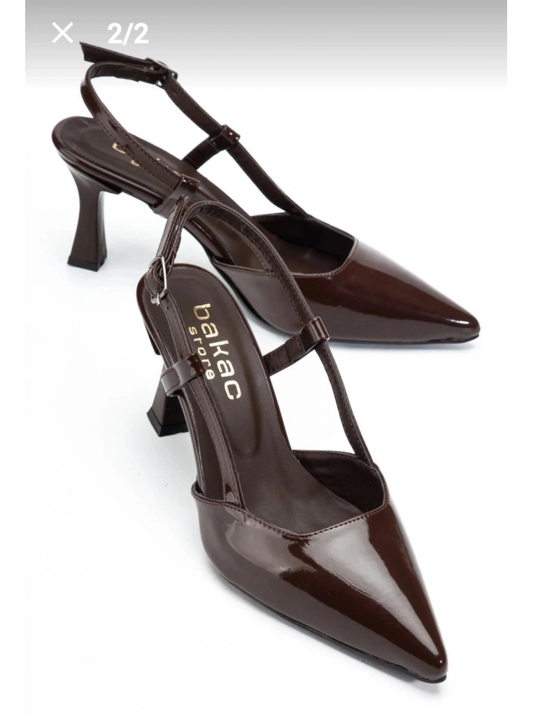 Hoost Kahverengi Rugan Topuklu Ayakkabı