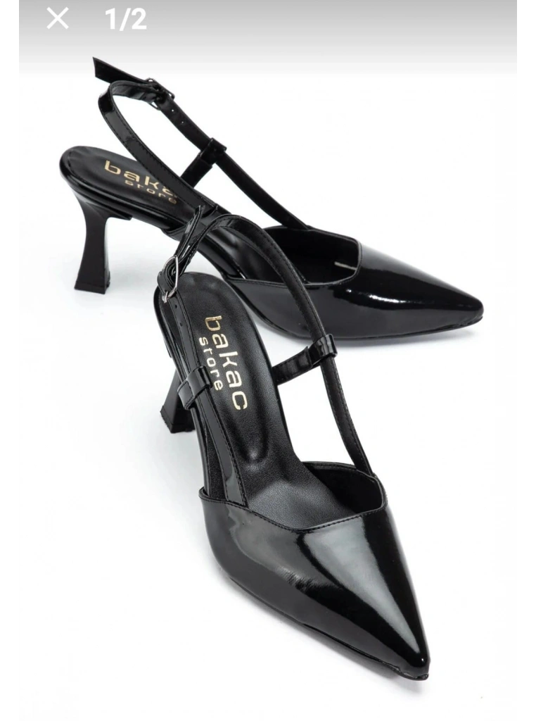 Hoost Siyah Rugan Topuklu Ayakkabı