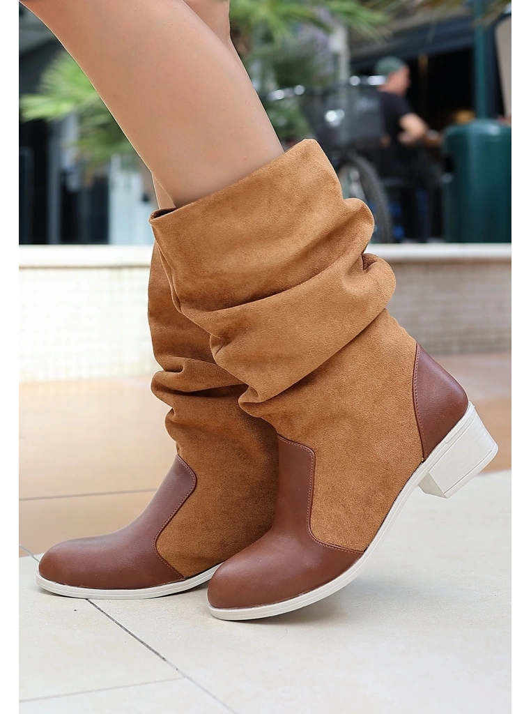 Jolin Taba Cilt Süet Detaylı Çizme