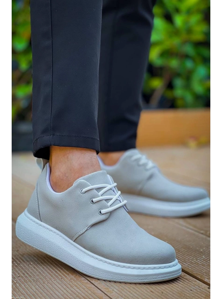 KB-003 Kuback Gri Süet Bağcıklı  Günlük Erkek Ayakkabı