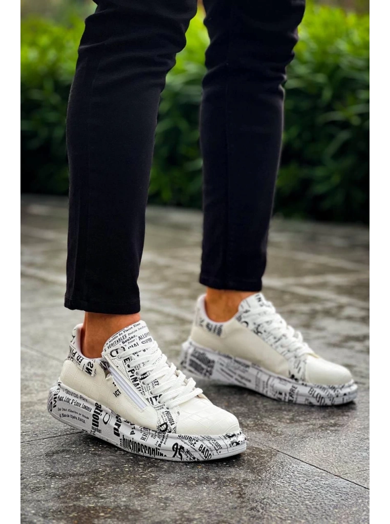 KB-02  Kuback Bağcıklı Crocodile Beyaz Gazete Günlük Erkek Ayakkabı