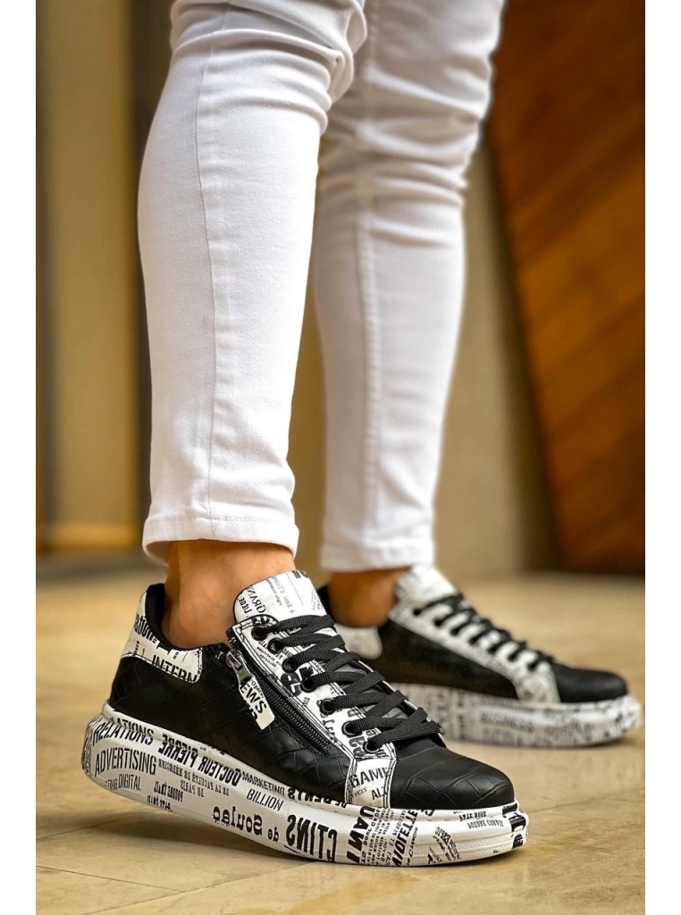 KB-02  Kuback Bağcıklı Crocodile Siyah Gazete Günlük Erkek Ayakkabı