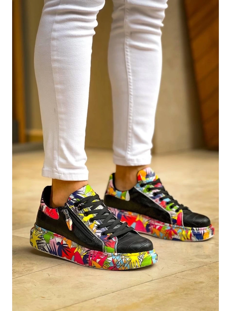 KB-02  Kuback Bağcıklı Crocodile Siyah Kırmızı Günlük Erkek Ayakkabı