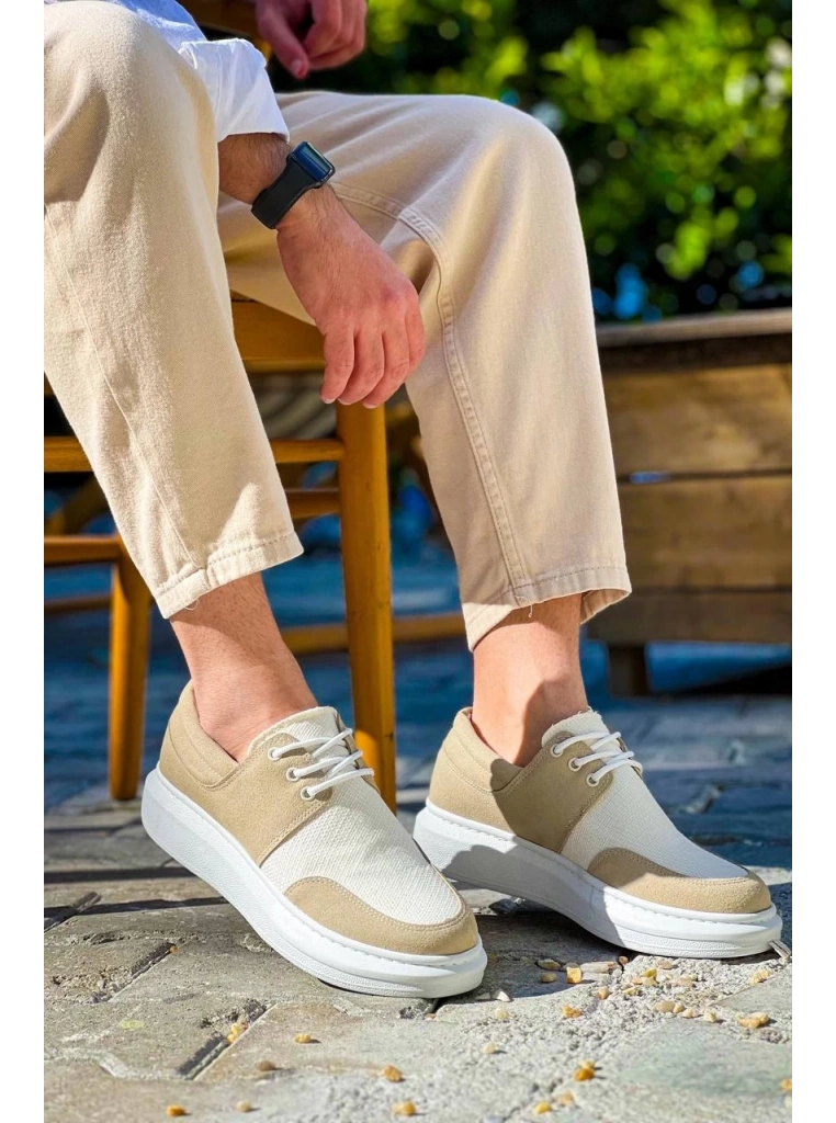 KB-042  Kuback Bağcıklı Bej Günlük Erkek Ayakkabı