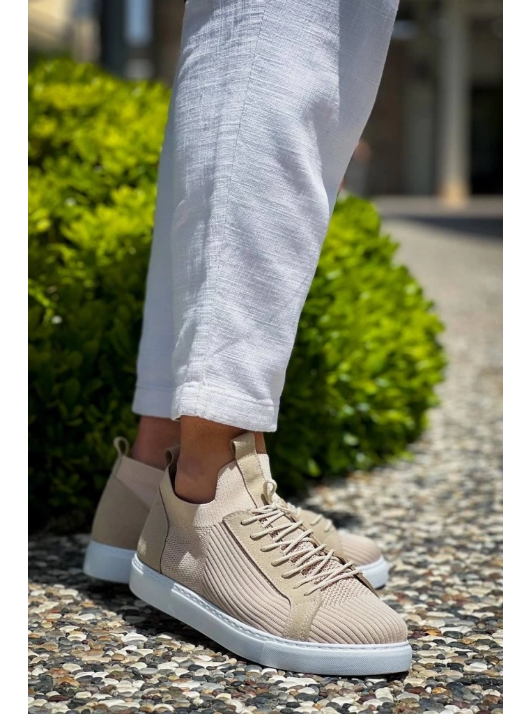 KB-112   Kuback Bej Triko Bağcıklı  Günlük Erkek  Ayakkabı