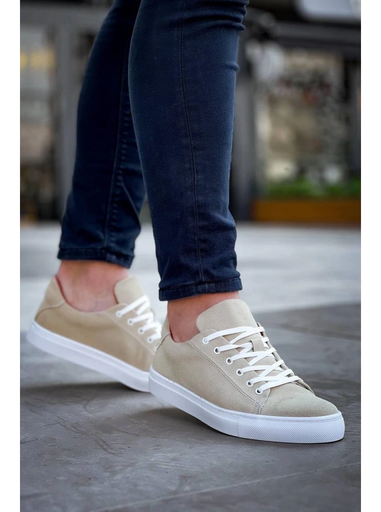 KB-122   Kuback Bej Süet Yüksek Taban Bağcıklı Günlük Erkek Ayakkabı