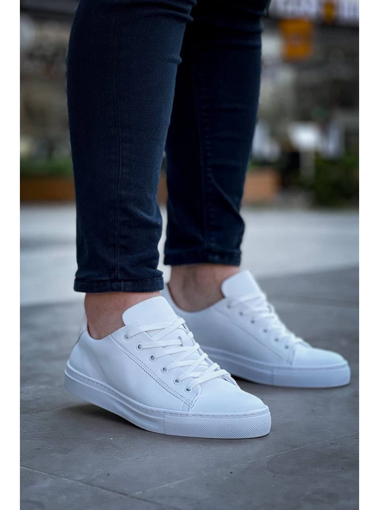 KB-122  Kuback Beyaz Cilt Yüksek Taban Bağcıklı Günlük Erkek Ayakkabı