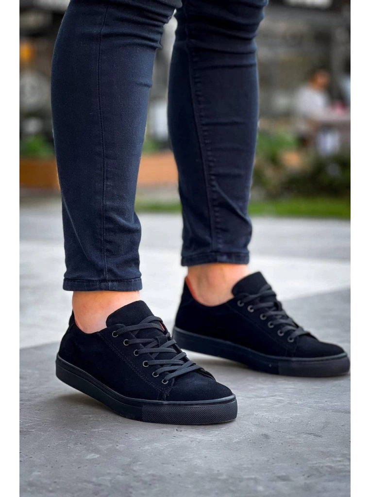 KB-122   Kuback Siyah Süet Siyah Yüksek Taban Bağcıklı Günlük Erkek Ayakkabı