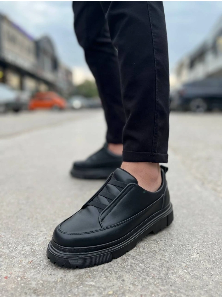 KB-703 Kuback Kömür Cilt Lastikli Günlük Erkek Ayakkabı
