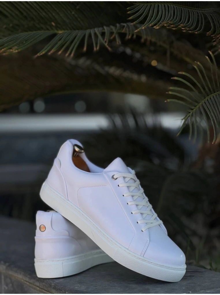 KB-BX1  Kuback Beyaz Cilt Yüksek Beyaz Taban Günlük Erkek Ayakkabı