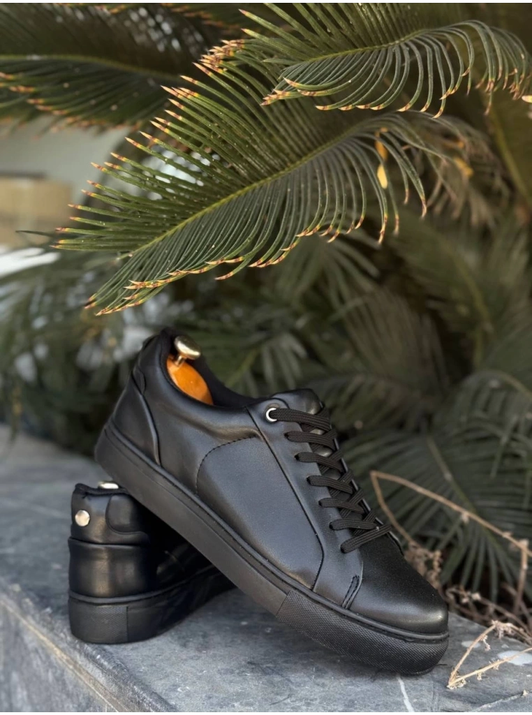 KB-BX1  Kuback Siyah Cilt Yüksek Siyah Taban Günlük Erkek Ayakkabı
